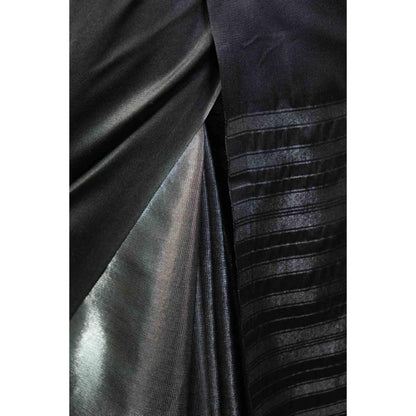 Isadora Life Womens Woven Grey Pre-Draped Saree with Unstitched Blouse