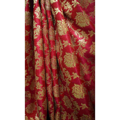 Isadora Life Womens Woven Zari Green Pre-Draped Saree With Unstitched Blouse