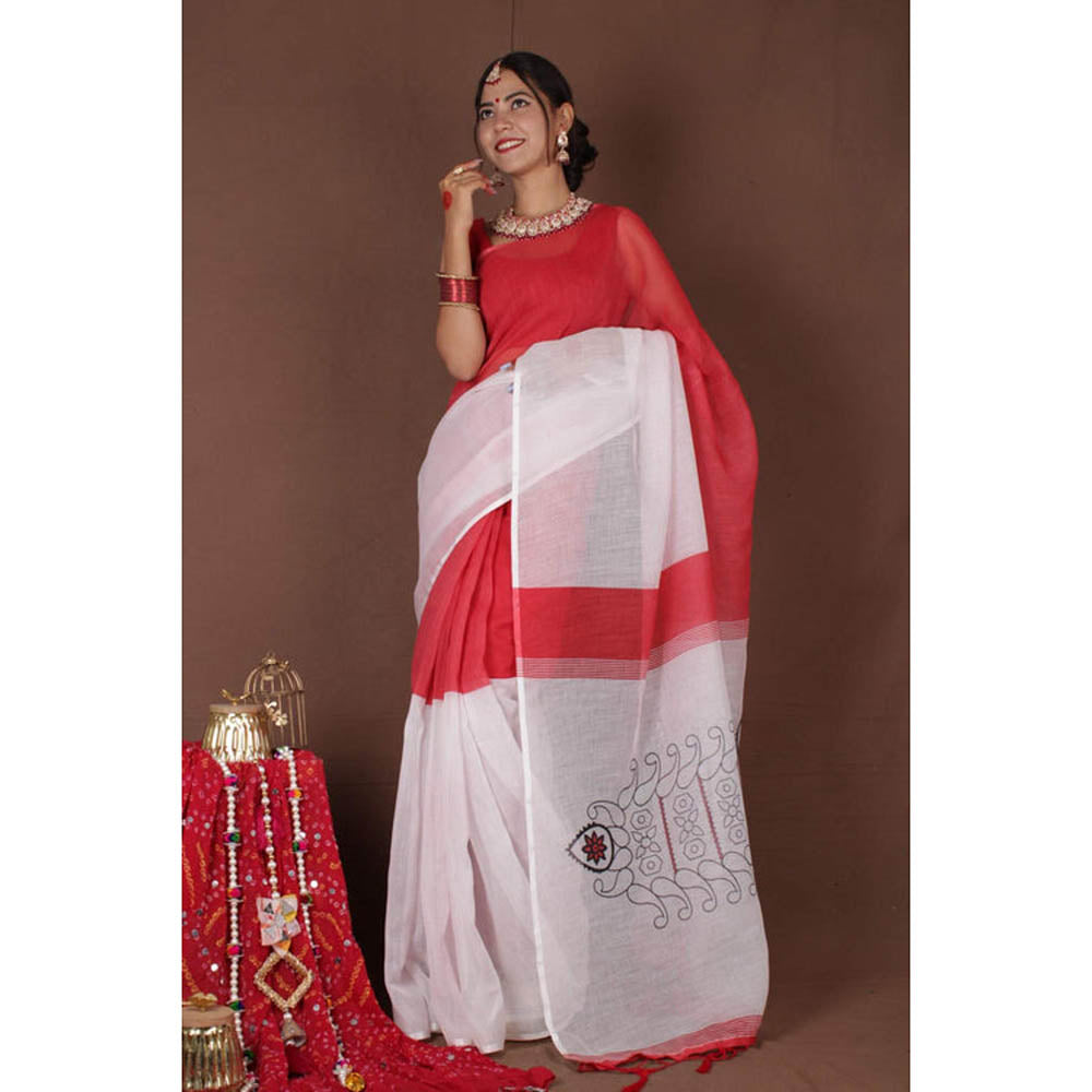 Isadora Life Womens Colorblock Woven Multi-Color Pre-Draped Saree With Unstitched Blouse