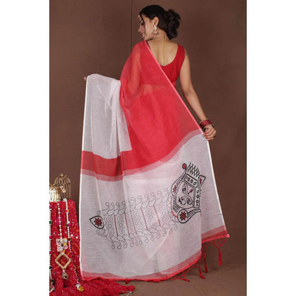 Isadora Life Womens Colorblock Woven Multi-Color Pre-Draped Saree With Unstitched Blouse