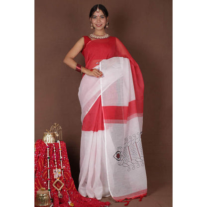 Isadora Life Womens Colorblock Woven Multi-Color Pre-Draped Saree With Unstitched Blouse