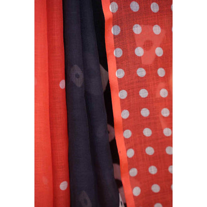 Isadora Life Womens Polka Dots Bandhani Multi-Color Pre-Draped Saree With Unstitched Blouse