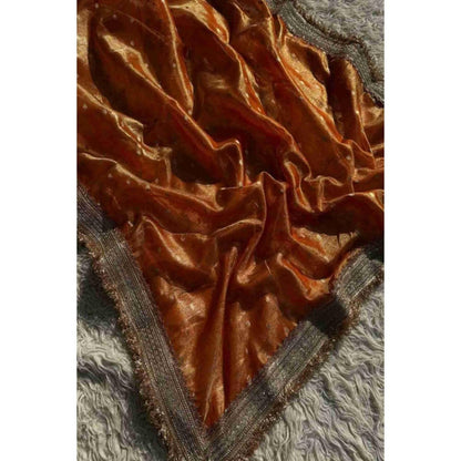 Isadora Life Womens Woven Embroidered Yellow Pre-Draped Saree With Unstitched Blouse