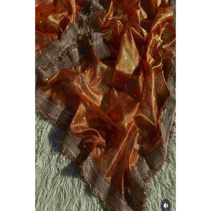 Isadora Life Womens Woven Embroidered Yellow Pre-Draped Saree With Unstitched Blouse