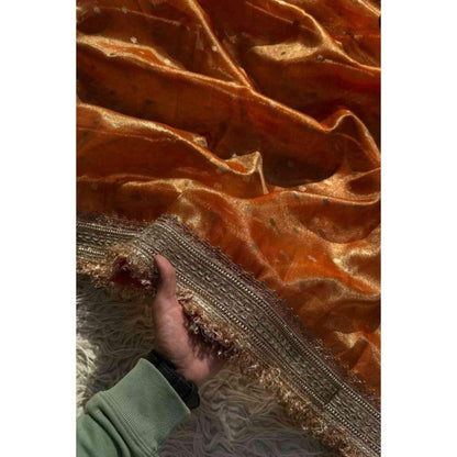 Isadora Life Womens Woven Embroidered Yellow Pre-Draped Saree With Unstitched Blouse