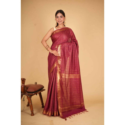 Isadora Life Womens Checks Zari Pink Pre-Draped Saree With Unstitched Blouse