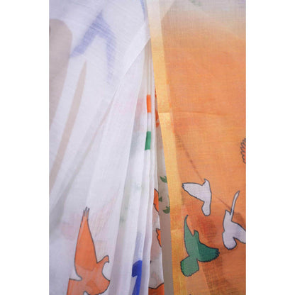 Isadora Life Womens Printed Multi-Color Pre-Draped Saree With Unstitched Blouse
