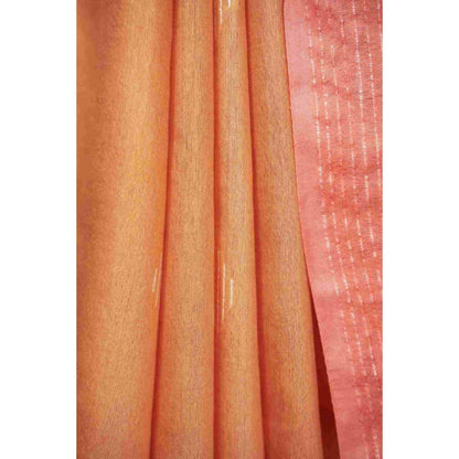 Isadora Life Womens Woven Tassels Orange Pre-Draped Saree With Unstitched Blouse