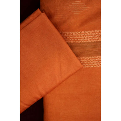 Isadora Life Womens Woven Tassels Orange Pre-Draped Saree With Unstitched Blouse
