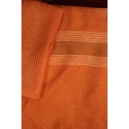 Isadora Life Womens Woven Tassels Orange Pre-Draped Saree With Unstitched Blouse