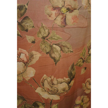 Isadora Life Womens Floral Tassels Beige Pre-Draped Saree With Unstitched Blouse