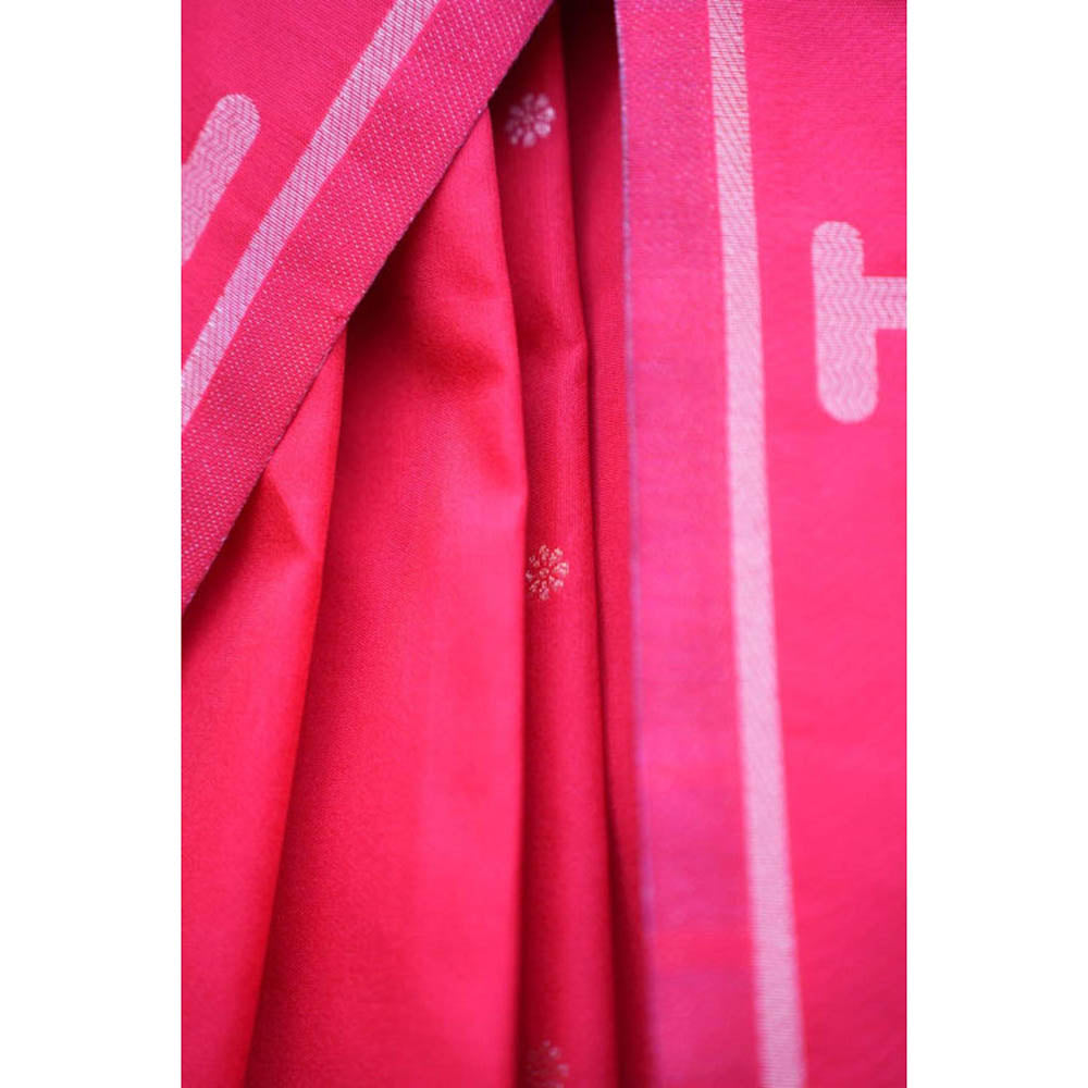 Isadora Life Womens Printed Tassels Red Pre-Draped Saree With Unstitched Blouse