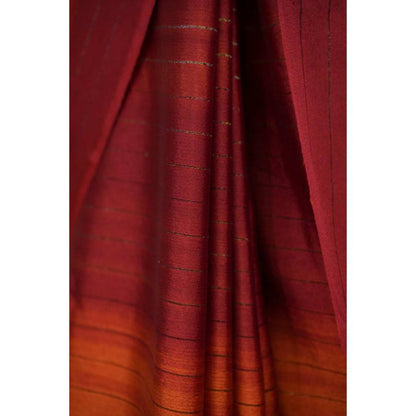Isadora Life Womens Stripes Tassels Multi-Color Pre-Draped Saree With Unstitched Blouse