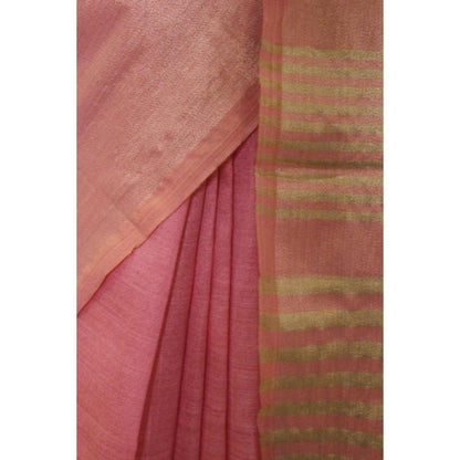 Isadora Life Womens Woven Zari Pink Pre-Draped Saree With Unstitched Blouse