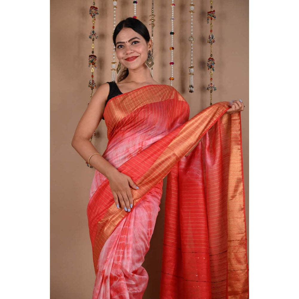 Isadora Life Womens Sequined Tassels Multi-Color Pre-Draped Saree With Unstitched Blouse