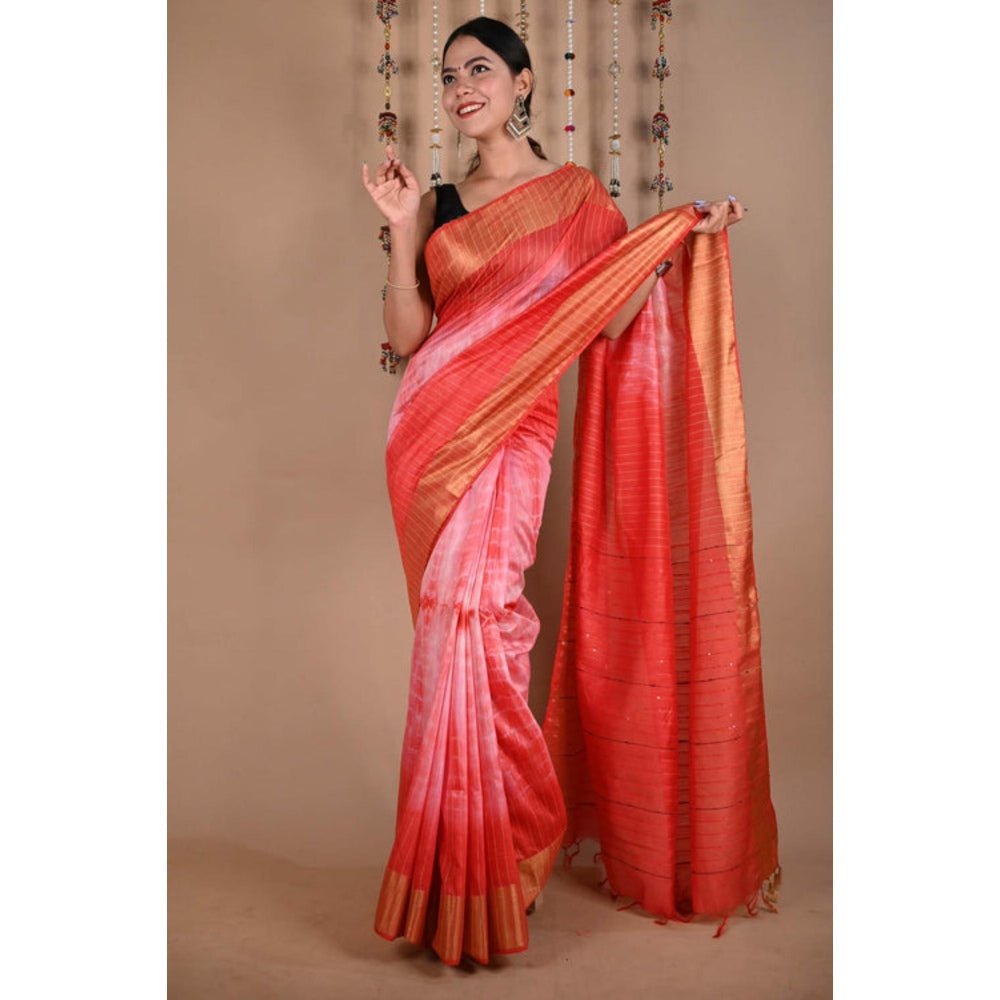 Isadora Life Womens Sequined Tassels Multi-Color Pre-Draped Saree With Unstitched Blouse