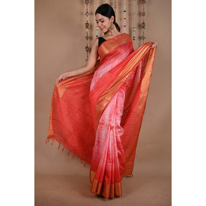 Isadora Life Womens Sequined Tassels Multi-Color Pre-Draped Saree With Unstitched Blouse