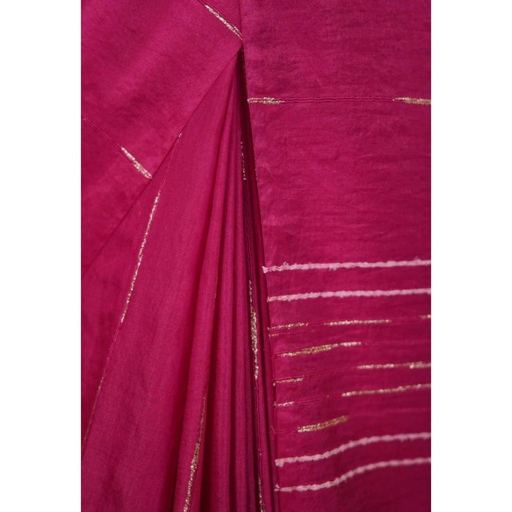 Isadora Life Womens Sequined Tassels Pink Pre-Draped Saree With Unstitched Blouse
