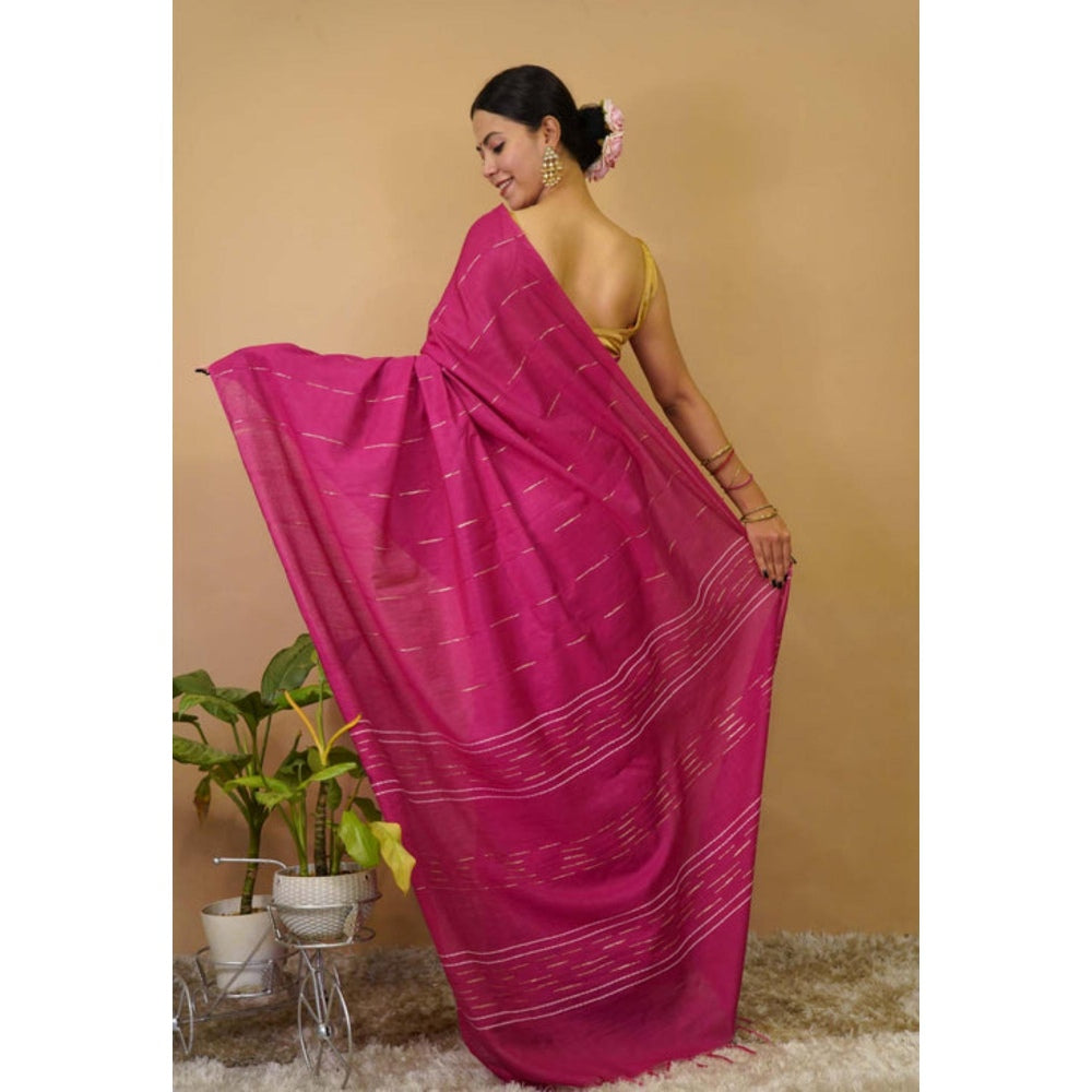Isadora Life Womens Sequined Tassels Pink Pre-Draped Saree With Unstitched Blouse