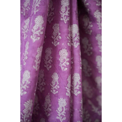 Isadora Life Womens Floral Printed Lavender Pre-Draped Saree With Unstitched Blouse