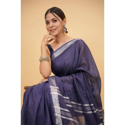 Isadora Life Womens Woven Tassels Grey Pre-Draped Saree With Unstitched Blouse
