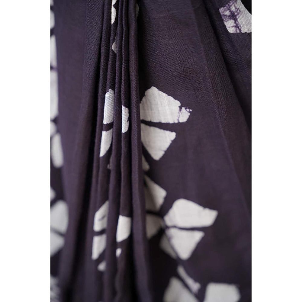 Isadora Life Traditional Jaipuri Print Black Ready To Wear Saree With Unstitched Blouse