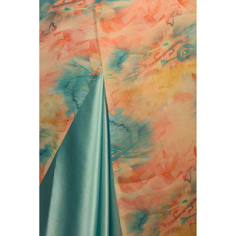 Isadora Life Gorgeous Ready To Wear Multi-Color Print Saree With Unstitched Blouse