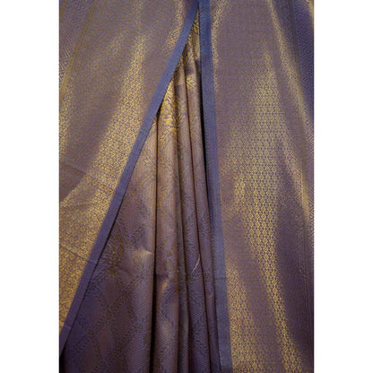 Isadora Life Womens Woven Zari Blue Pre-Draped Saree with Unstitched Blouse