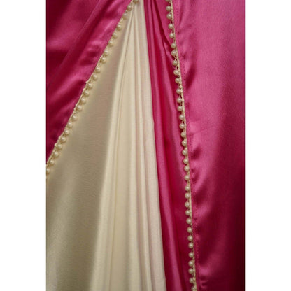 Isadora Life Womens Solid Lace Work Pink Pre-Draped Saree with Unstitched Blouse