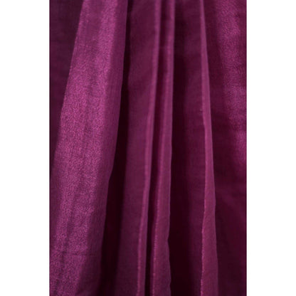 Isadora Life Womens Solid Tassels Purple Pre-Draped Saree with Unstitched Blouse