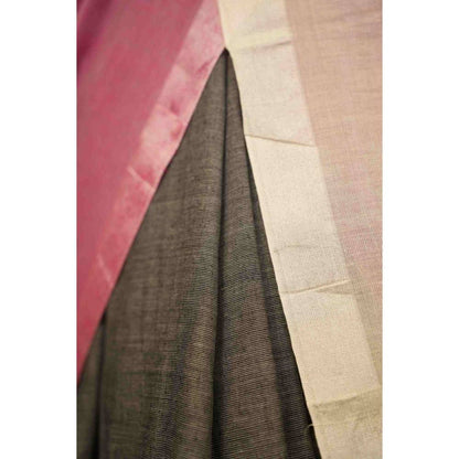 Isadora Life Womens Colorblock Tassels Multi-Color Pre-Draped Saree with Unstitched Blouse