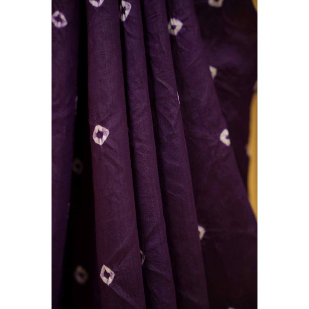 Isadora Life Womens Printed Tassels Purple Pre-Draped Saree with Unstitched Blouse