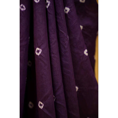 Isadora Life Womens Printed Tassels Purple Pre-Draped Saree with Unstitched Blouse