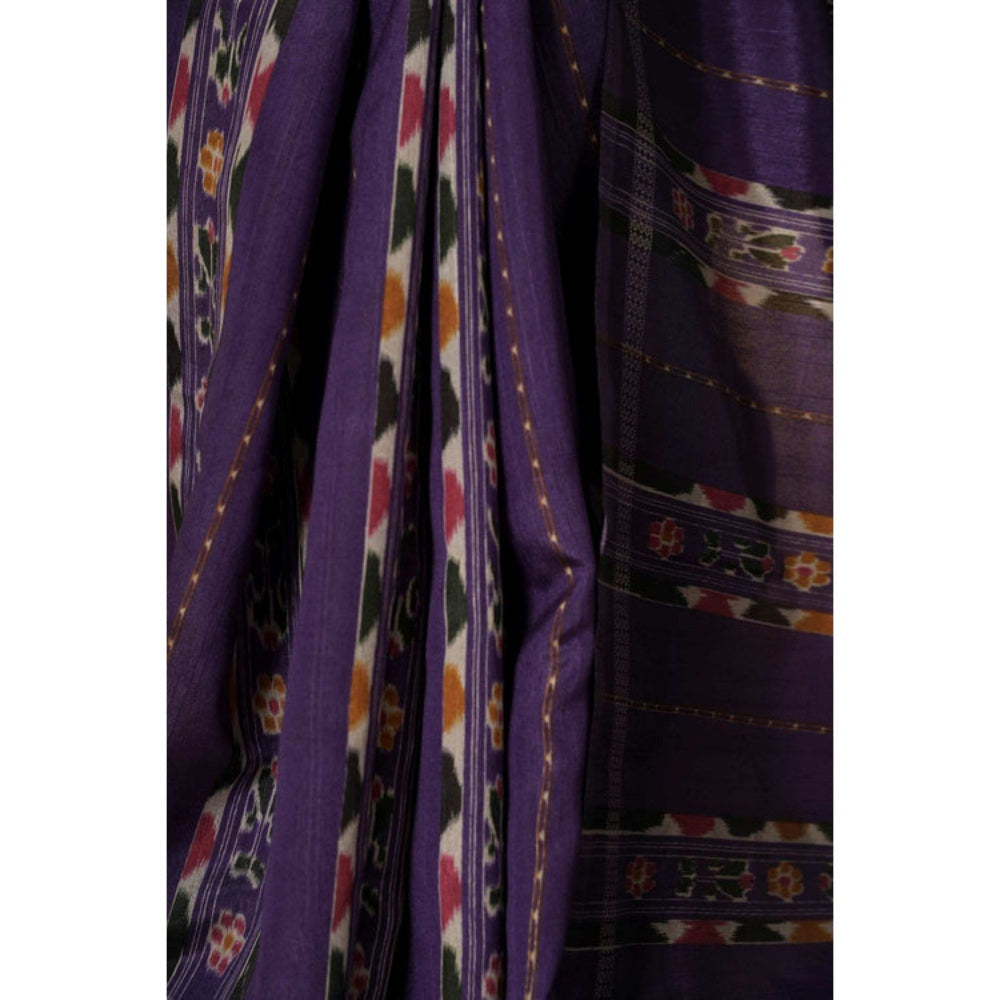 Isadora Life Womens Printed Purple Pre-Draped Saree with Unstitched Blouse