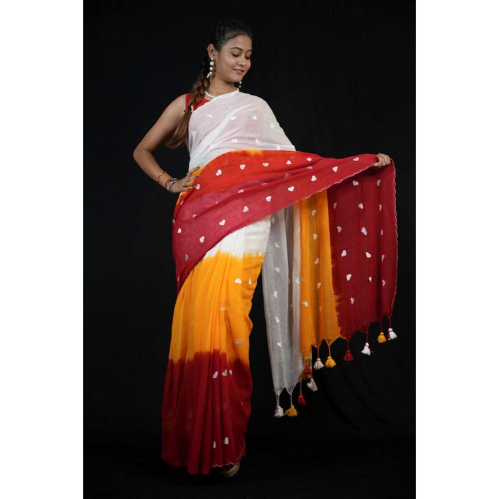 Isadora Life Womens Ombre Printed Multi-Color Pre-Draped Saree with Unstitched Blouse