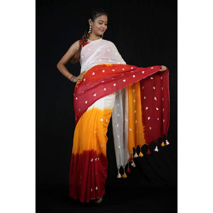 Isadora Life Womens Ombre Printed Multi-Color Pre-Draped Saree with Unstitched Blouse
