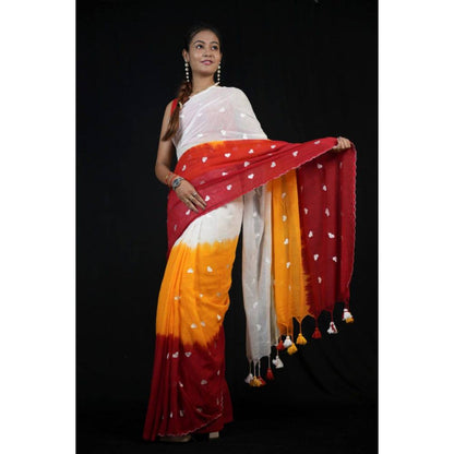 Isadora Life Womens Ombre Printed Multi-Color Pre-Draped Saree with Unstitched Blouse