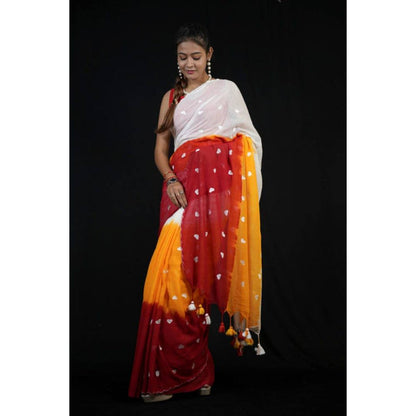 Isadora Life Womens Ombre Printed Multi-Color Pre-Draped Saree with Unstitched Blouse