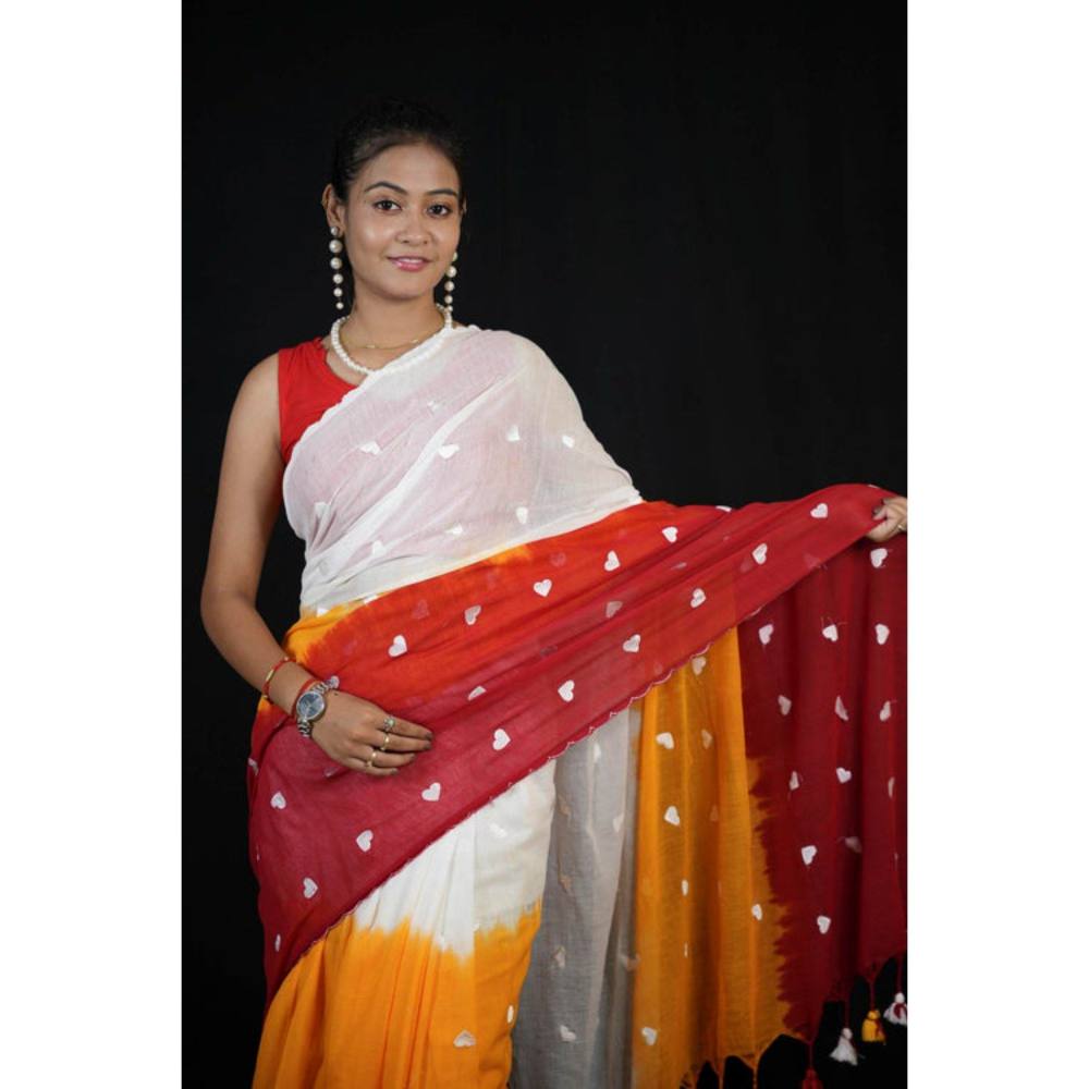 Isadora Life Womens Ombre Printed Multi-Color Pre-Draped Saree with Unstitched Blouse