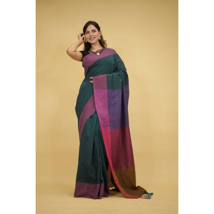 Isadora Life Womens Woven Sequined Multi-Color Pre-Draped Saree with Unstitched Blouse