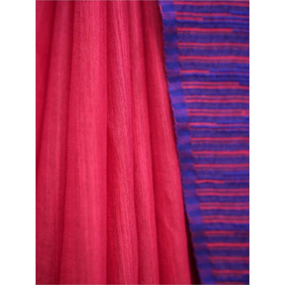 Isadora Life Womens Woven Tassels Pink Pre-Draped Saree with Unstitched Blouse