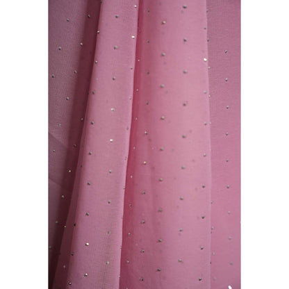 Isadora Life Womens Beads Sequined Pink Pre-Draped Saree with Unstitched Blouse