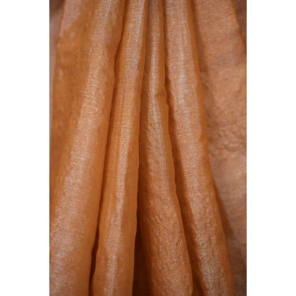 Isadora Life Womens Solid Tassels Beige Pre-Draped Saree with Unstitched Blouse