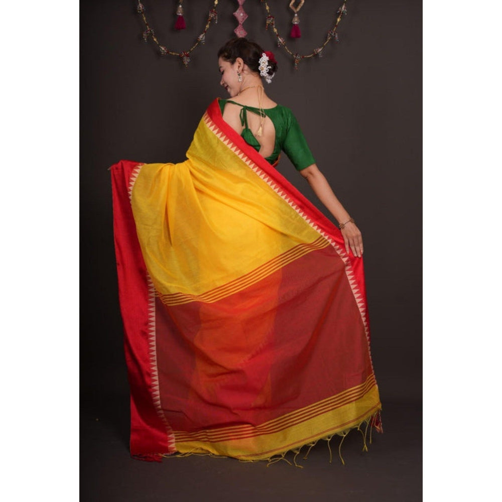 Isadora Life Womens Solid Tassels Yellow Pre-Draped Saree with Unstitched Blouse