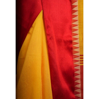 Isadora Life Womens Solid Tassels Yellow Pre-Draped Saree with Unstitched Blouse