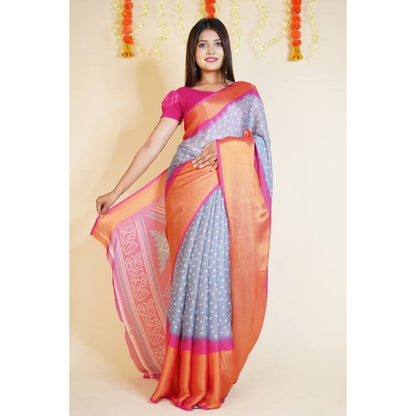 Isadora Life Womens Bandhani Printed Multi-Color Pre-Draped Saree with Unstitched Blouse