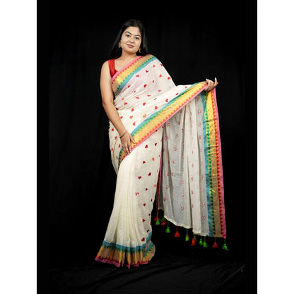 Isadora Life Multi-Color Geometric Pre-draped Saree With Unstitched Blouse