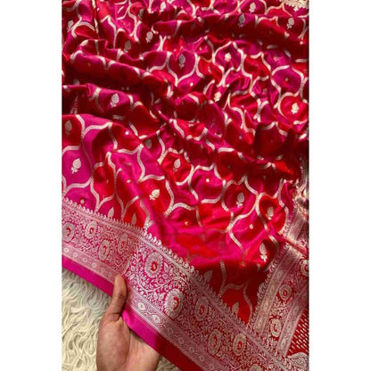 Isadora Life Multi-Color Floral Pre-draped Saree With Unstitched Blouse