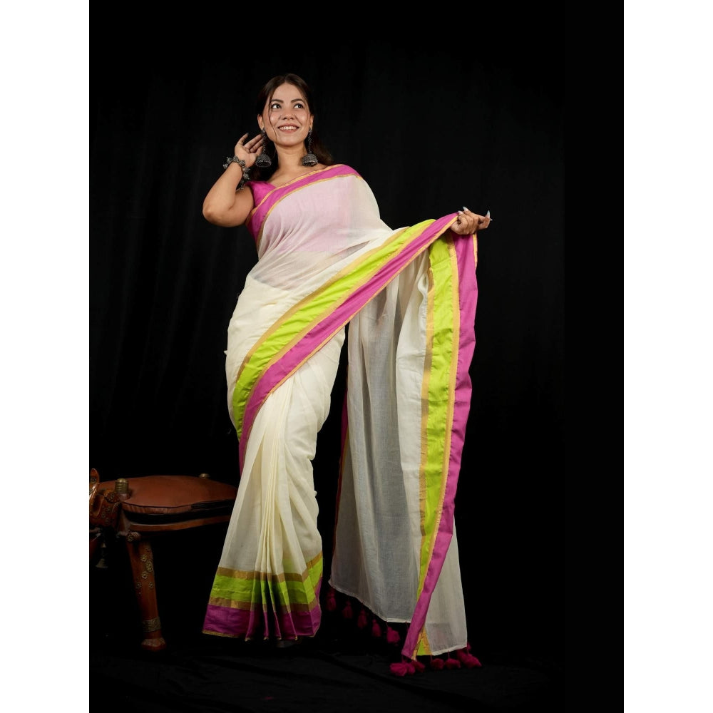 Isadora Life Multi-Color Stripes Pre-draped Saree With Unstitched Blouse
