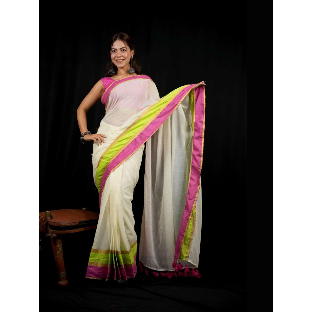 Isadora Life Multi-Color Stripes Pre-draped Saree With Unstitched Blouse